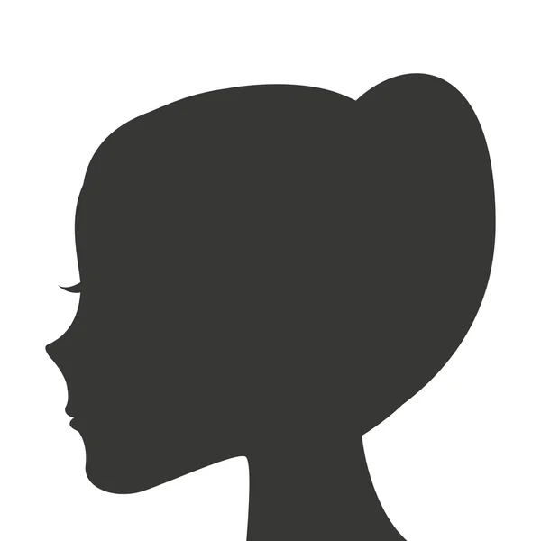 Mujer cabeza silueta icono de perfil — Vector de stock