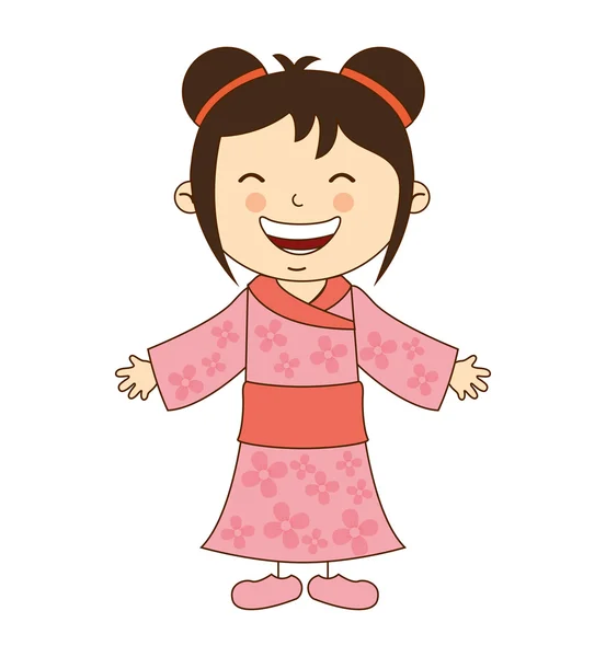 Japonés chica carácter icono — Vector de stock