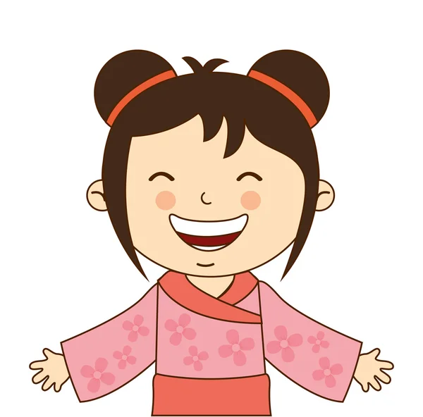 日本女孩字符图标 — 图库矢量图片