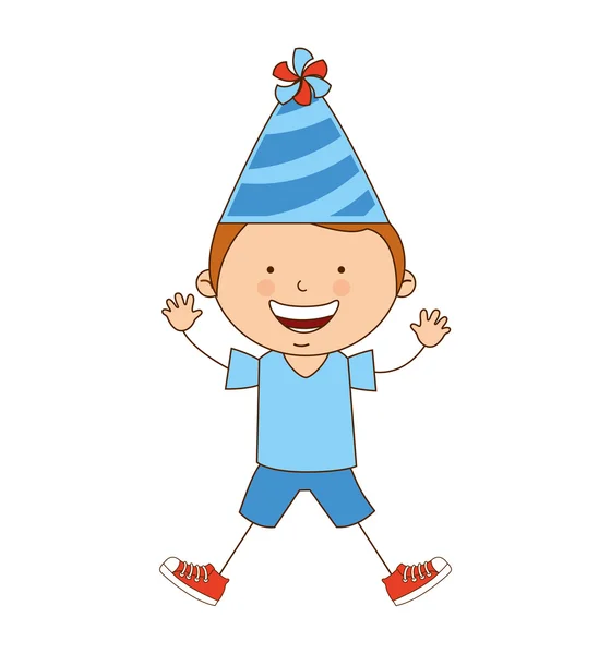 Boy with hat party icon — Stock Vector