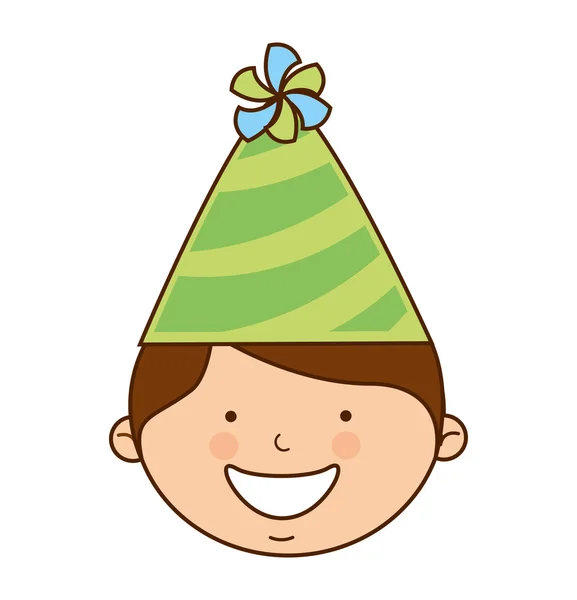 Garçon avec chapeau fête icône — Image vectorielle