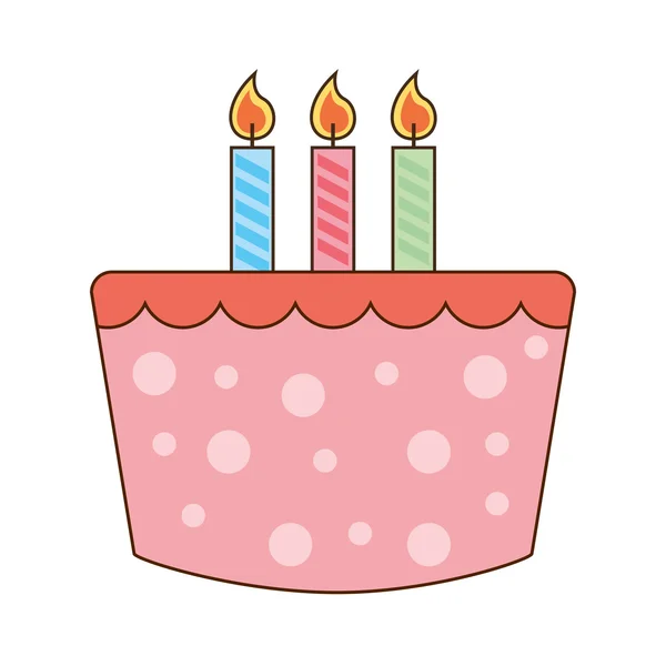 Bolo deliciosas velas ícone de aniversário — Vetor de Stock