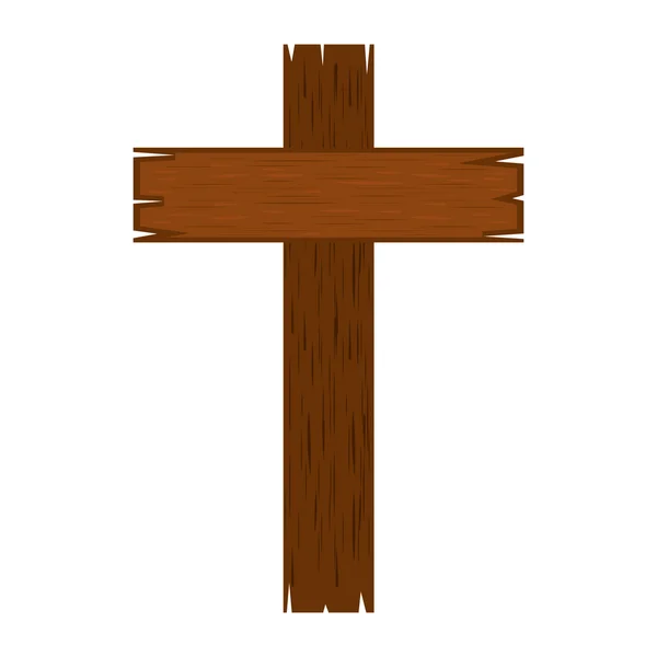 Cruz ícone isolado de madeira —  Vetores de Stock