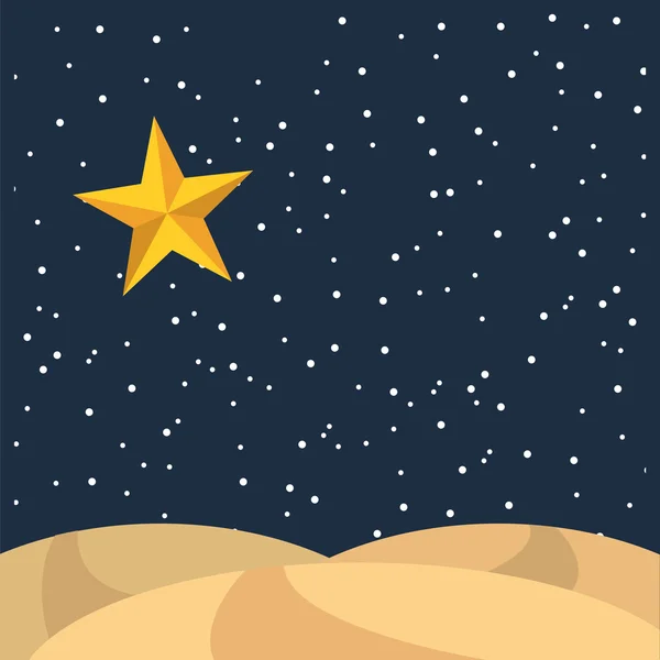 Noční hvězdnou krajina ikona — Stockový vektor