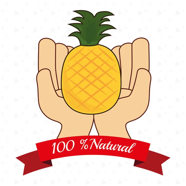 Fruta manos naturales alimento icono — Vector de stock