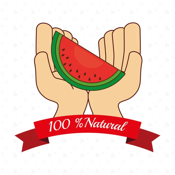 Fruit natural hands food icon — Stock Vector