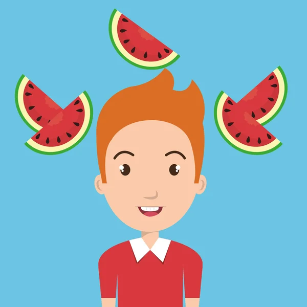 Makanan buah-buahan masa kecil sehat - Stok Vektor