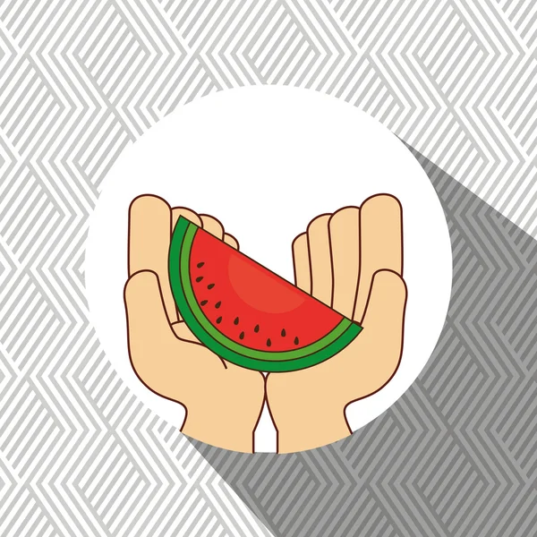 Ikon makanan alami tangan buah - Stok Vektor