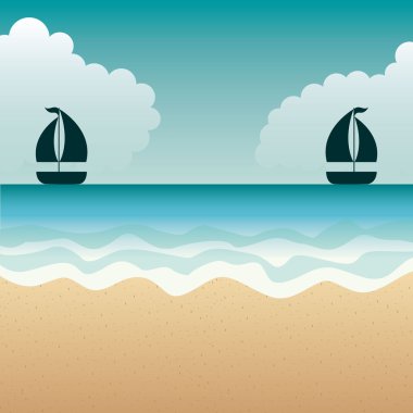 plaj manzara yaz simgesi