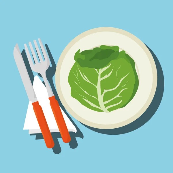 Alimentos plato saludable tenedor — Archivo Imágenes Vectoriales