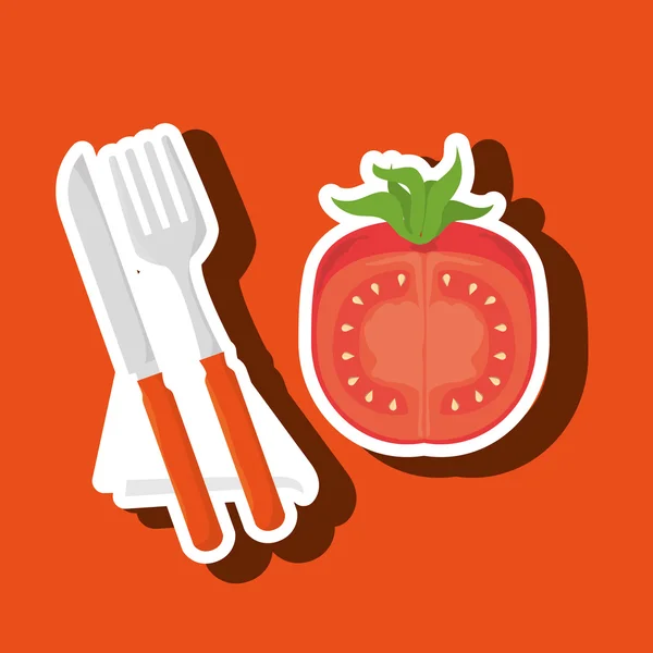 Food healthy plate fork — Stock Vector