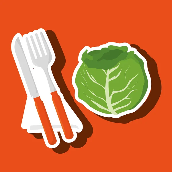 Alimentos plato saludable tenedor — Vector de stock