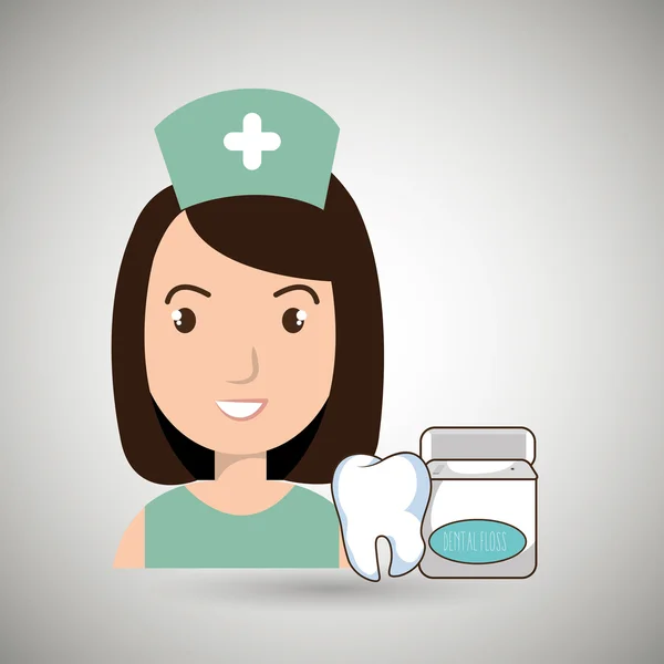 Enfermeira saúde dentária enxaguatório bucal —  Vetores de Stock