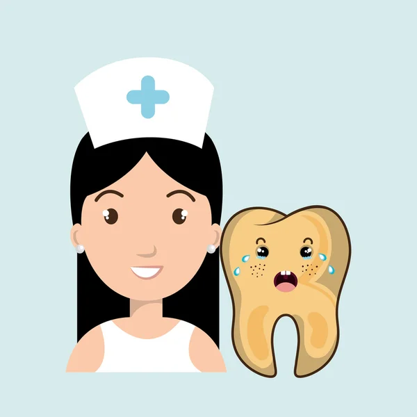 Pielęgniarka ząb ból chory — Wektor stockowy