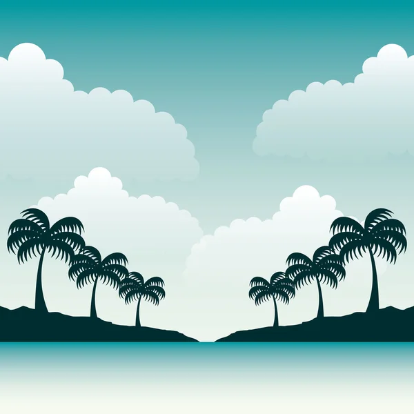 Beach landscape summer icon — Stock Vector