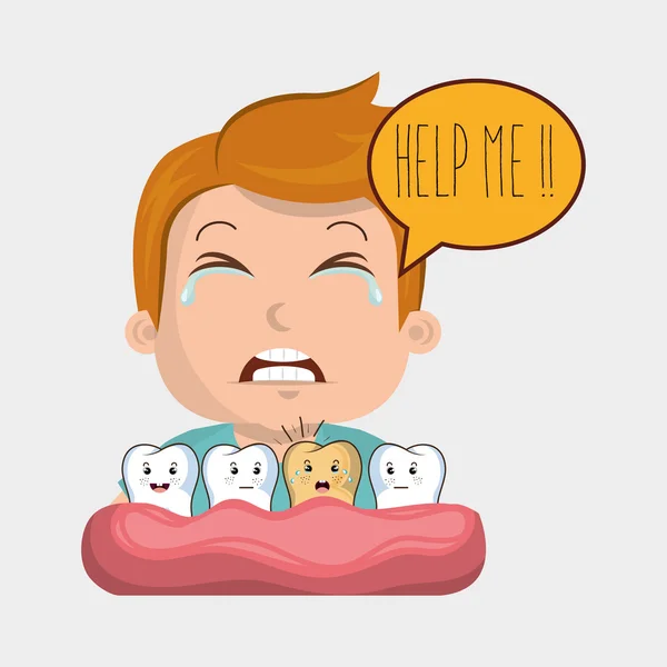 어린 시절 아픈 통증 치아 — 스톡 벡터