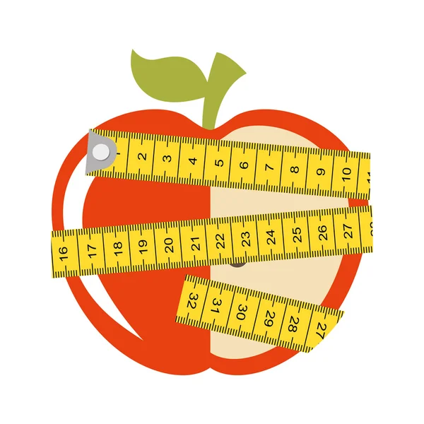 Ruban à mesurer pomme saine — Image vectorielle