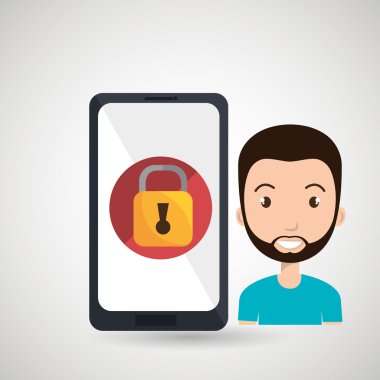 adam akıllı telefon asma kilit simgesi