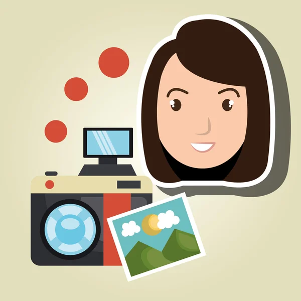 Mujer foto búsqueda gráfico — Vector de stock