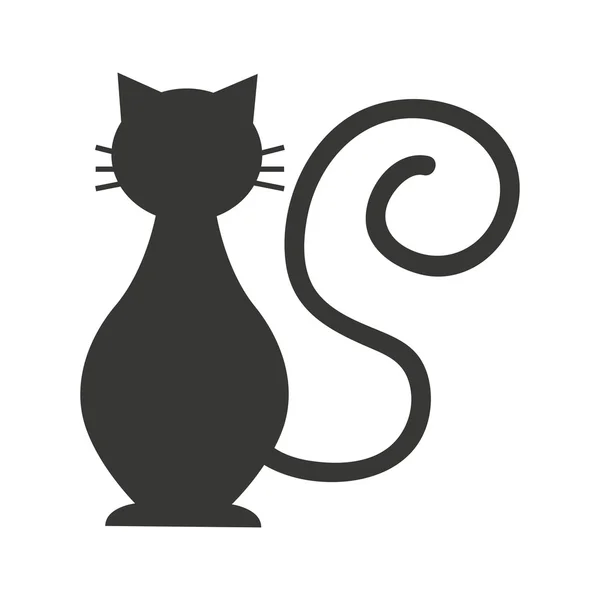 Kot maskotka pieścić sylwetka ikona — Wektor stockowy
