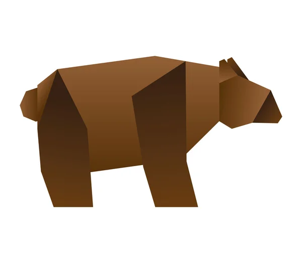 Медвежий силуэт с низким значком поли — стоковый вектор