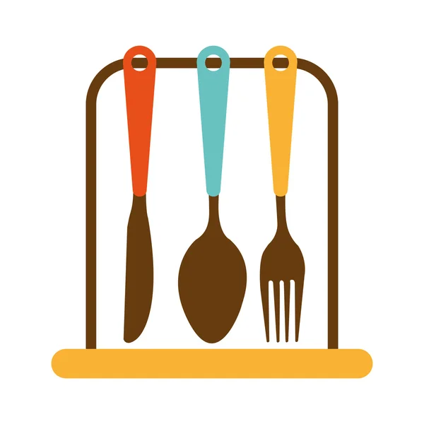 Set da cucina posate utensili icona — Vettoriale Stock
