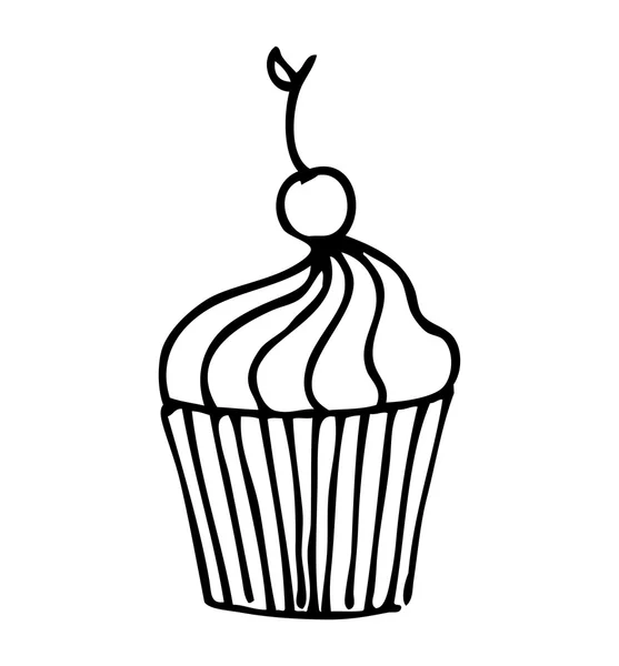 Delicioso cupcake silueta icono — Vector de stock
