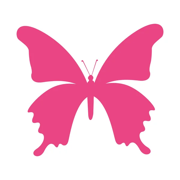 Силуэт бабочки розовый изолированный значок — стоковый вектор
