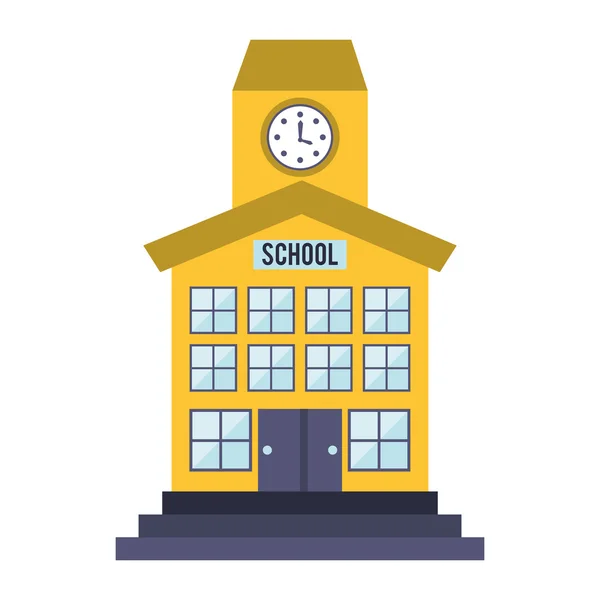 Edificio de la escuela icono aislado — Vector de stock