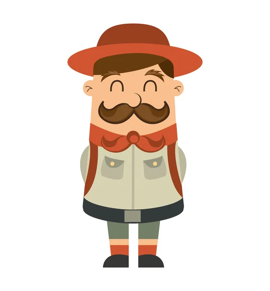 Hombre explorador bigote icono — Vector de stock