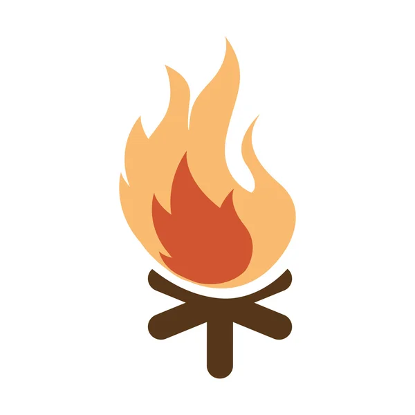 Kampvuur vlam hout pictogram — Stockvector