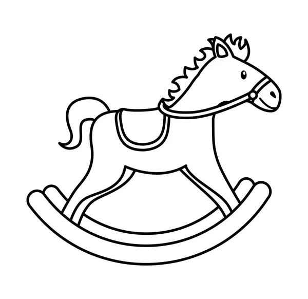 Paard houten speelgoed pictogram — Stockvector