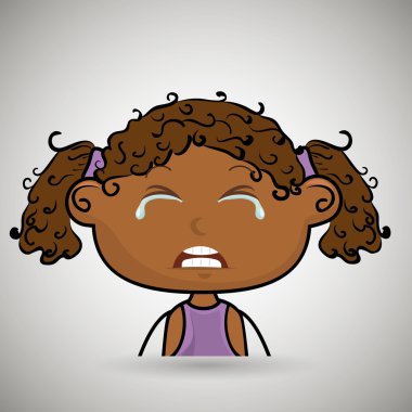 çizgi film beyaz arka plan üzerinde küçük afro kız ağlıyor