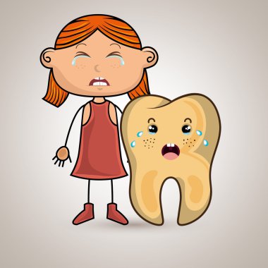 renkli kıyafetleri ile çizgi film kız ağlama ve çizgi film toot ağlıyor