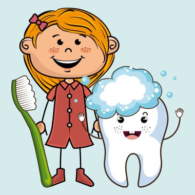 bir diş fırçası ve gülümseyen bir diş ile mutlu kız