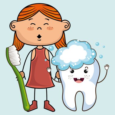 bir diş fırçası ve gülümseyen bir diş ile mutlu kız