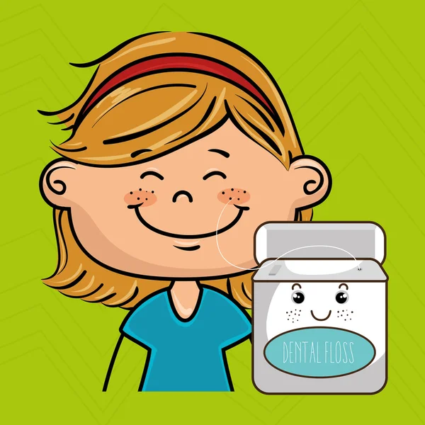 Feliz chica de dibujos animados sosteniendo sonriente contenedor de dibujos animados sobre verde — Vector de stock