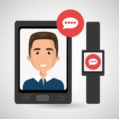 Bir akıllı hone'nin cırlağındaki adam. vektör tasarımı