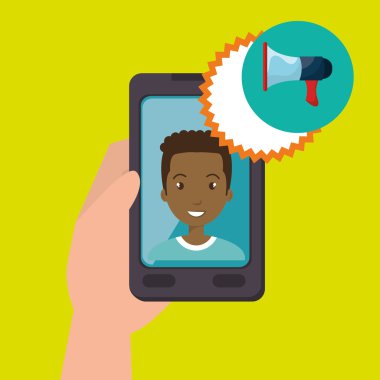 Bir akıllı hone'nin cırlağındaki adam. vektör tasarımı