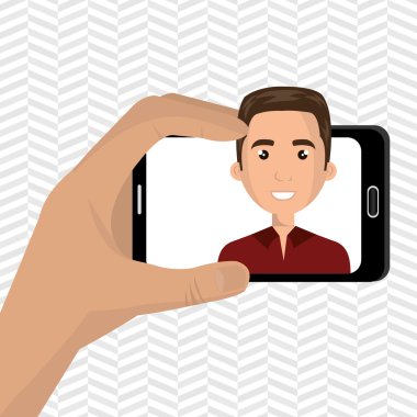 Bir akıllı hone'nin cırlağındaki adam. vektör tasarımı