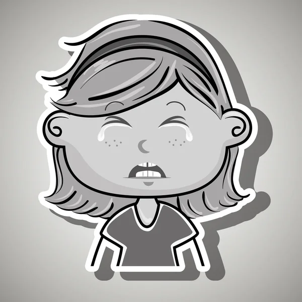 Llorando niña de dibujos animados sobre fondo blanco — Vector de stock