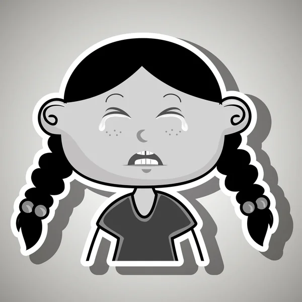 Pleurer dessin animé petite fille sur fond blanc — Image vectorielle