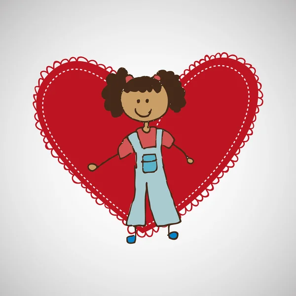 Niño con icono del corazón — Vector de stock