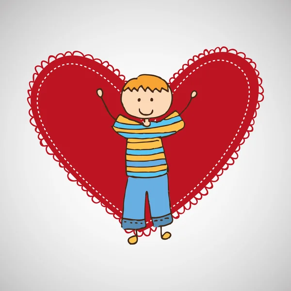 Niño con icono del corazón — Archivo Imágenes Vectoriales