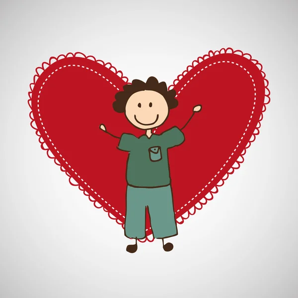 Kind met hart pictogram — Stockvector