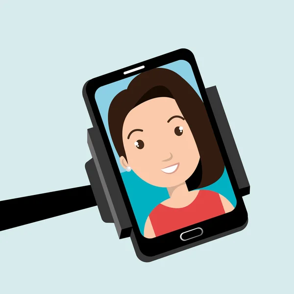 Woman on the screeen of a smarthone. vector design — ストックベクタ