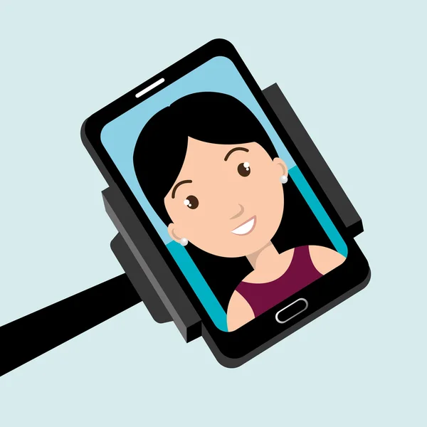 Woman on the screeen of a smarthone. vector design — Stockvector