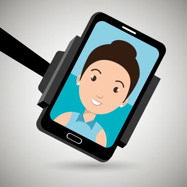 Mujer en la pantalla de un smarthone. diseño vectorial — Vector de stock