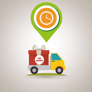 Kamyonu hediye tasarımı ile. Düğme simgesi, vektör grafiği