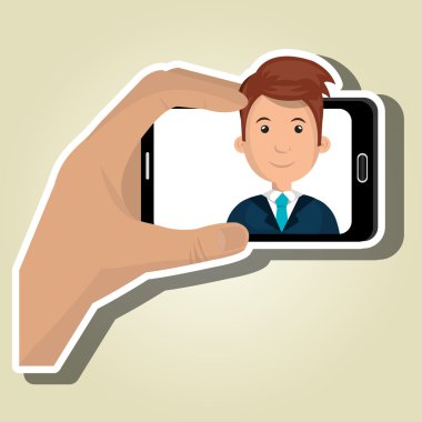 Bir akıllı hone'nin cırlağındaki adam. vektör tasarımı